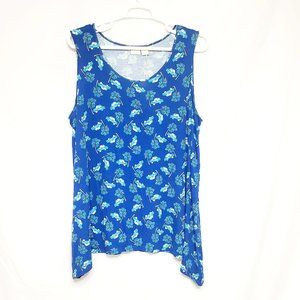 Tank Top 3X Blue Palm Tree Print  St. Tropez West